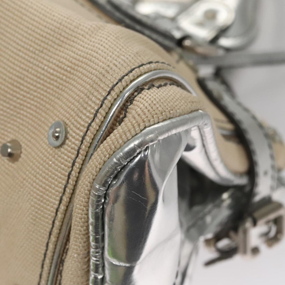 Chloe Paddington Hand Bag Canvas Leather Beige Silver 105762