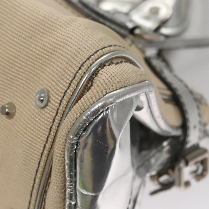 Chloe Paddington Hand Bag Canvas Leather Beige Silver 105762
