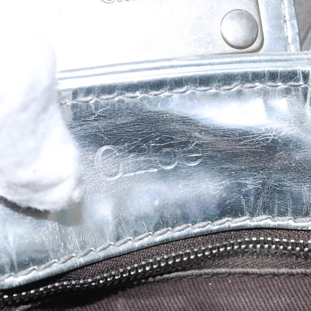 Chloe Paddington Hand Bag Canvas Leather Beige Silver 105762