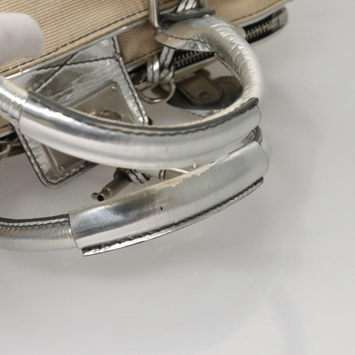 Chloe Paddington Hand Bag Canvas Leather Beige Silver 105762
