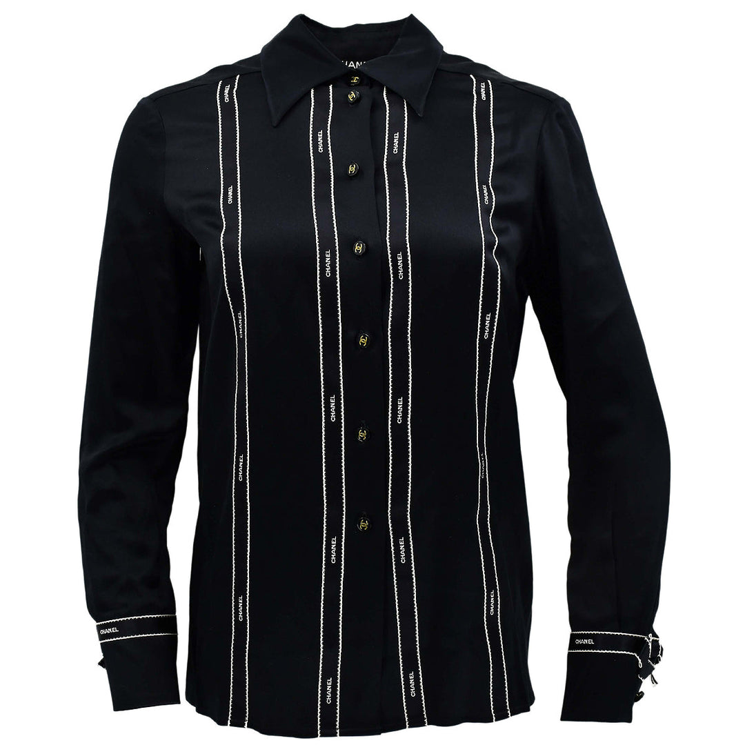 Top Quality Chanel Fall 1994 logo-print silk shirt #36