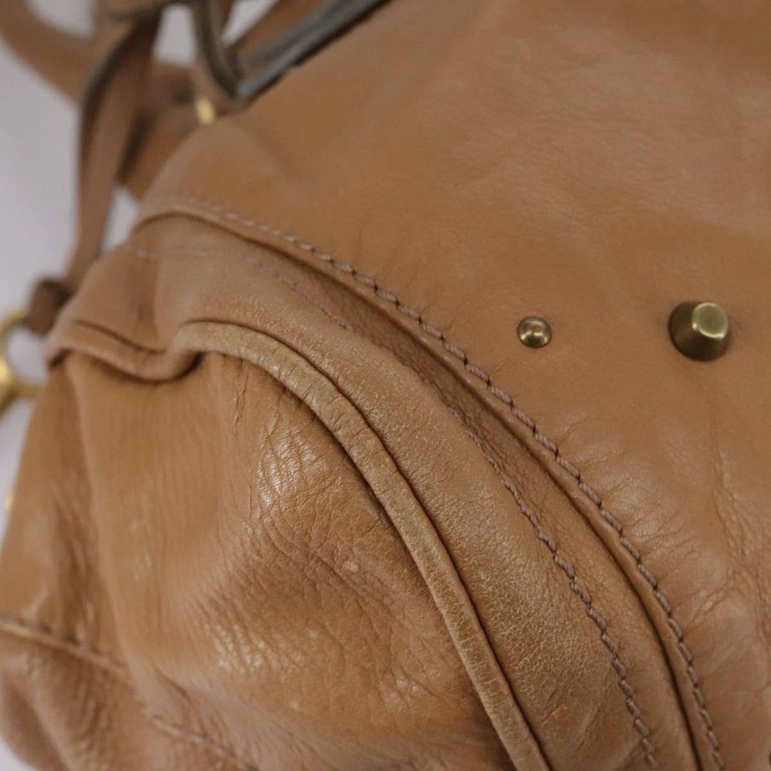 Chloe Paddington Hand Bag Leather Brown Gold Silver 106041