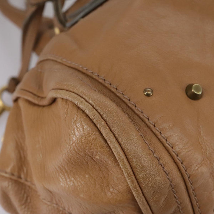 Chloe Paddington Hand Bag Leather Brown Gold Silver 106041