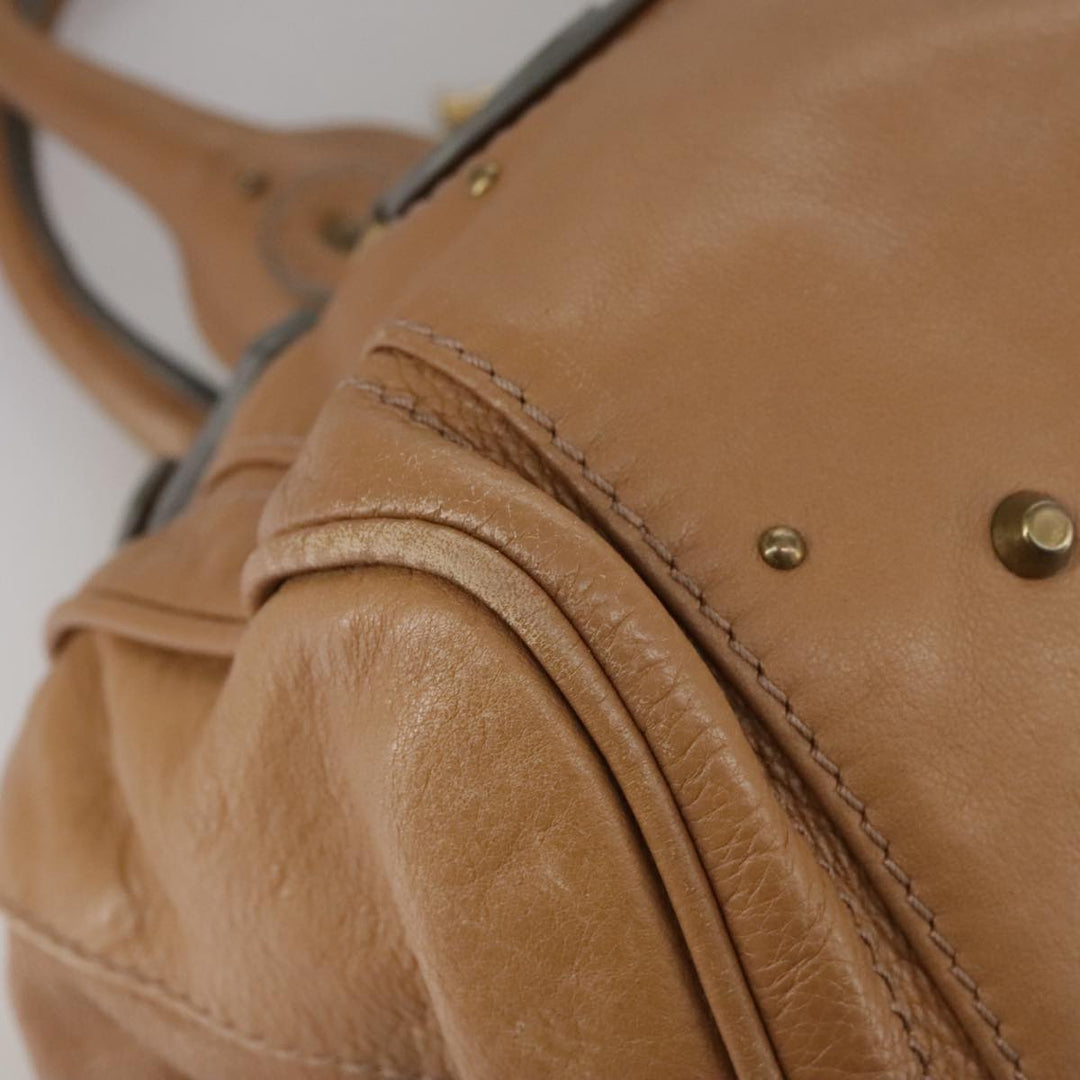 Chloe Paddington Hand Bag Leather Brown Gold Silver 106041