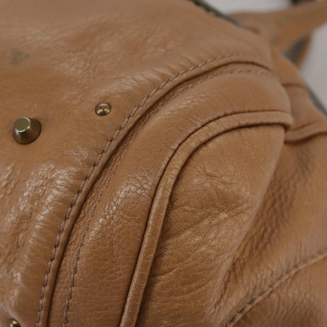 Chloe Paddington Hand Bag Leather Brown Gold Silver 106041