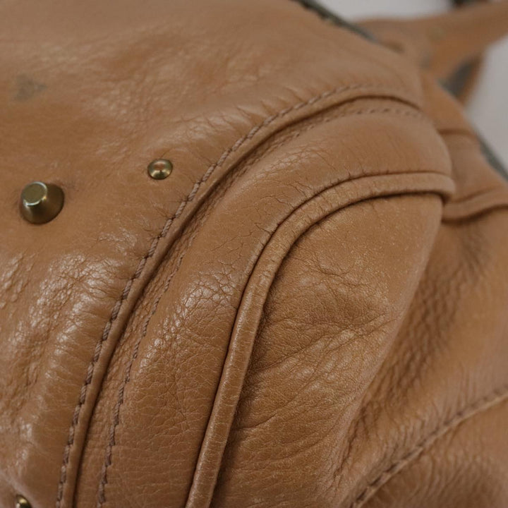 Chloe Paddington Hand Bag Leather Brown Gold Silver 106041