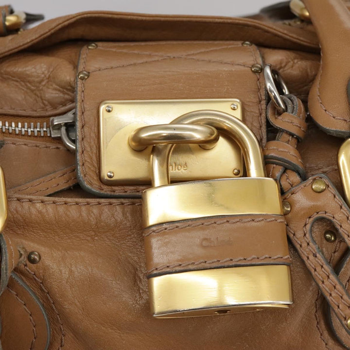 Chloe Paddington Hand Bag Leather Brown Gold Silver 106041
