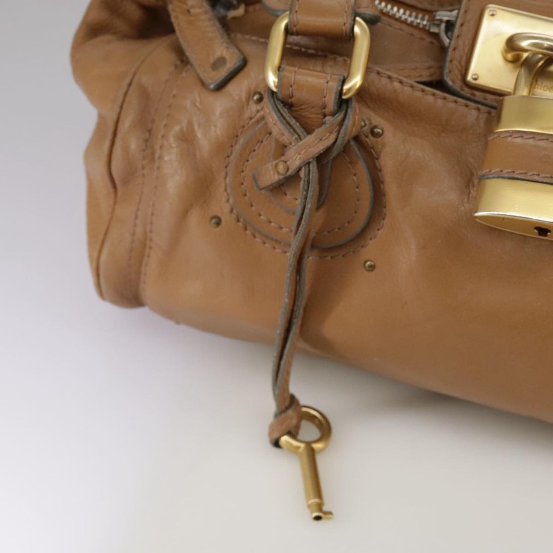 Chloe Paddington Hand Bag Leather Brown Gold Silver 106041