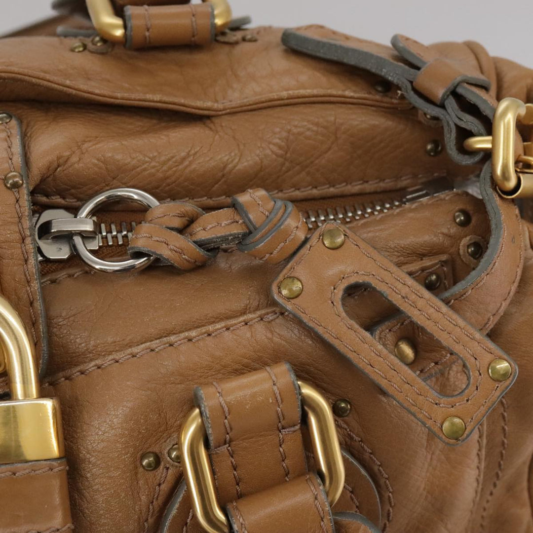 Chloe Paddington Hand Bag Leather Brown Gold Silver 106041