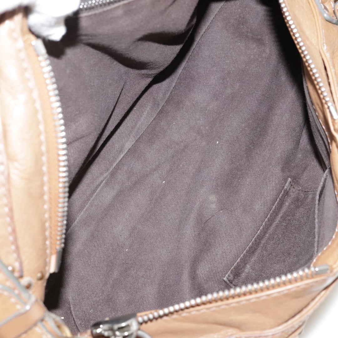 Chloe Paddington Hand Bag Leather Brown Gold Silver 106041