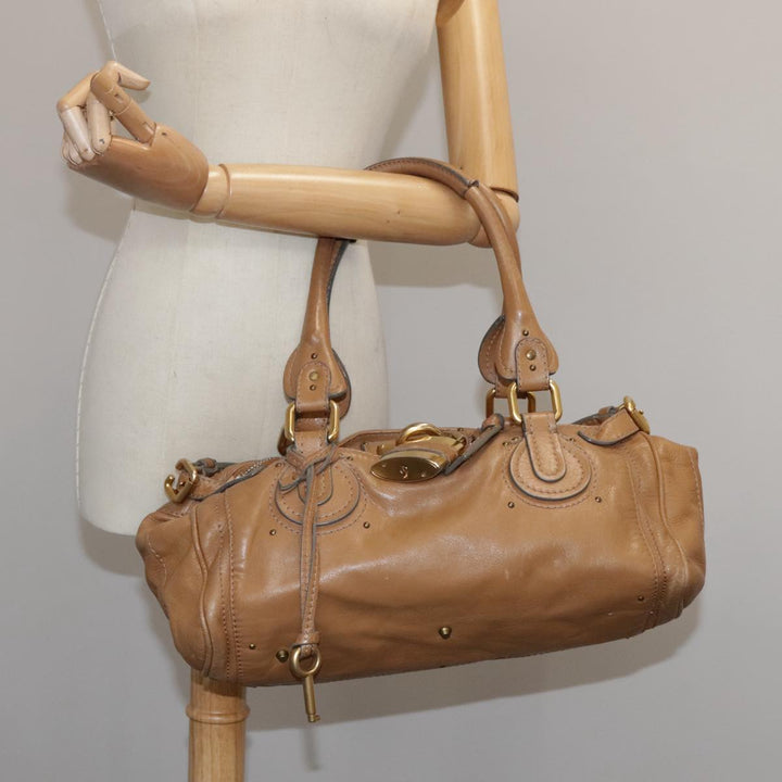 Chloe Paddington Hand Bag Leather Brown Gold Silver 106041