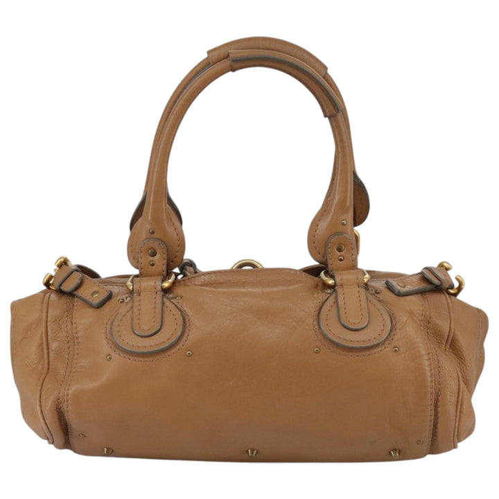 Chloe Paddington Hand Bag Leather Brown Gold Silver 106041