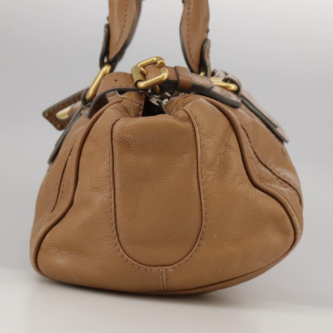 Chloe Paddington Hand Bag Leather Brown Gold Silver 106041