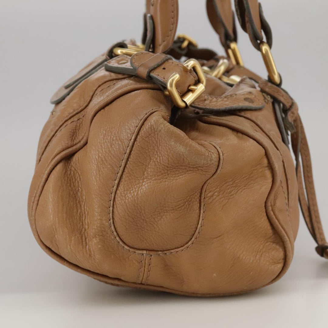 Chloe Paddington Hand Bag Leather Brown Gold Silver 106041