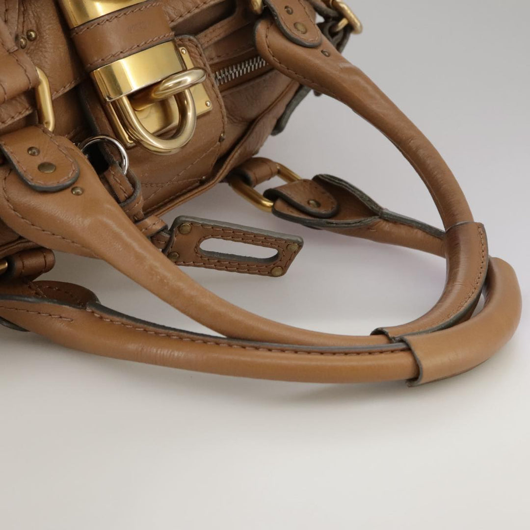 Chloe Paddington Hand Bag Leather Brown Gold Silver 106041