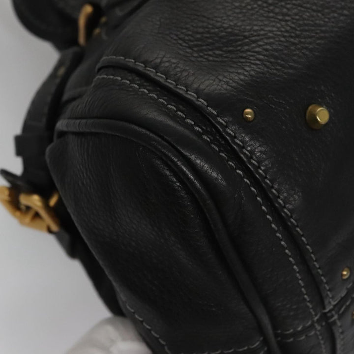 Chloe Paddington Hand Bag Leather Black Gold Silver 106047
