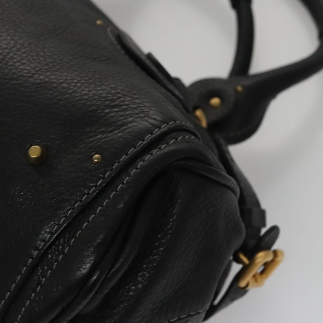 Chloe Paddington Hand Bag Leather Black Gold Silver 106047