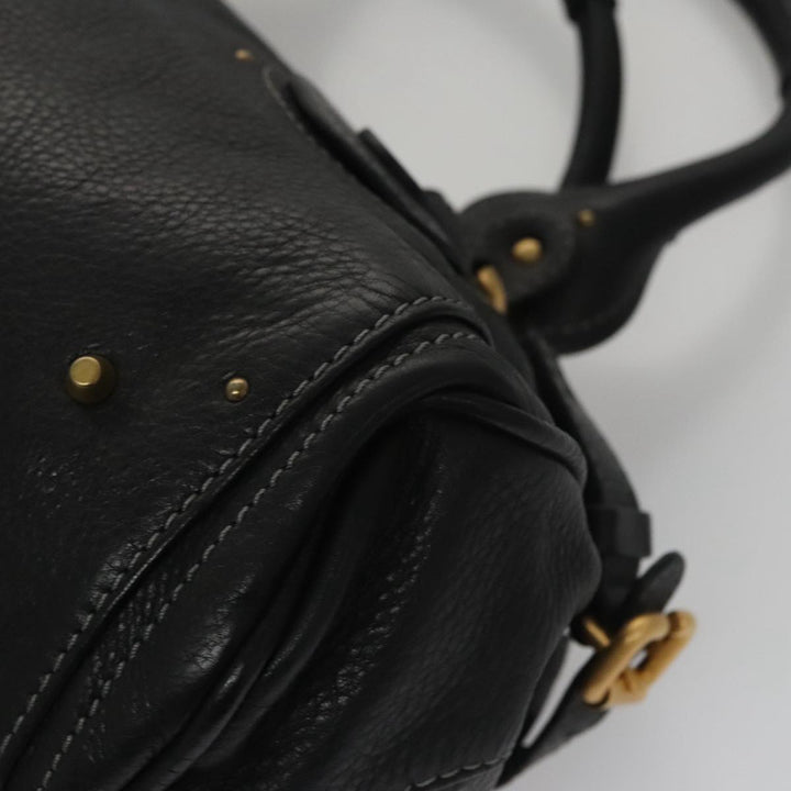 Chloe Paddington Hand Bag Leather Black Gold Silver 106047