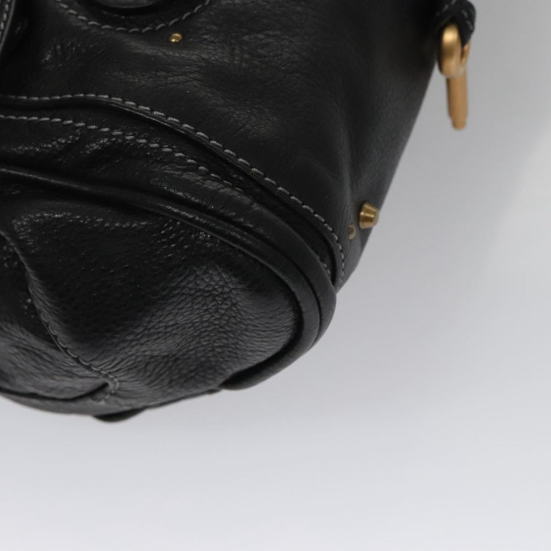 Chloe Paddington Hand Bag Leather Black Gold Silver 106047