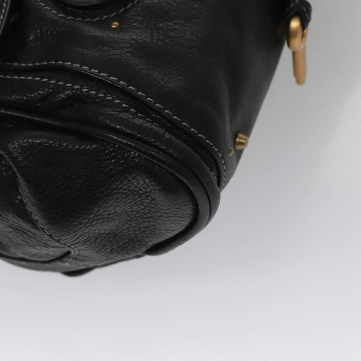 Chloe Paddington Hand Bag Leather Black Gold Silver 106047