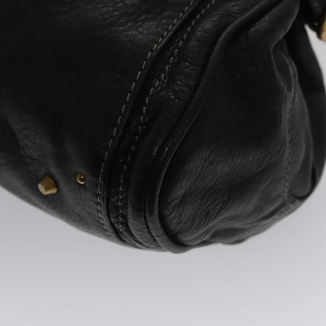 Chloe Paddington Hand Bag Leather Black Gold Silver 106047
