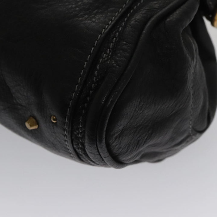 Chloe Paddington Hand Bag Leather Black Gold Silver 106047