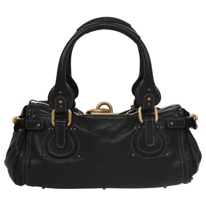 Chloe Paddington Hand Bag Leather Black Gold Silver 106047