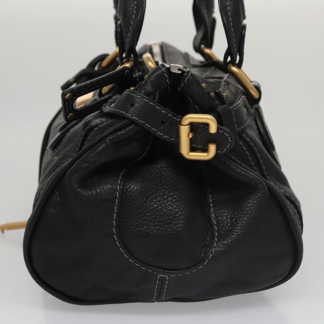 Chloe Paddington Hand Bag Leather Black Gold Silver 106047