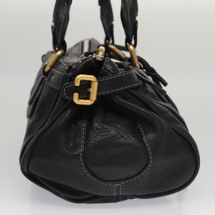 Chloe Paddington Hand Bag Leather Black Gold Silver 106047