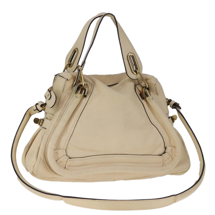 Chloe Shoulder Bag Leather Beige Gold 106505