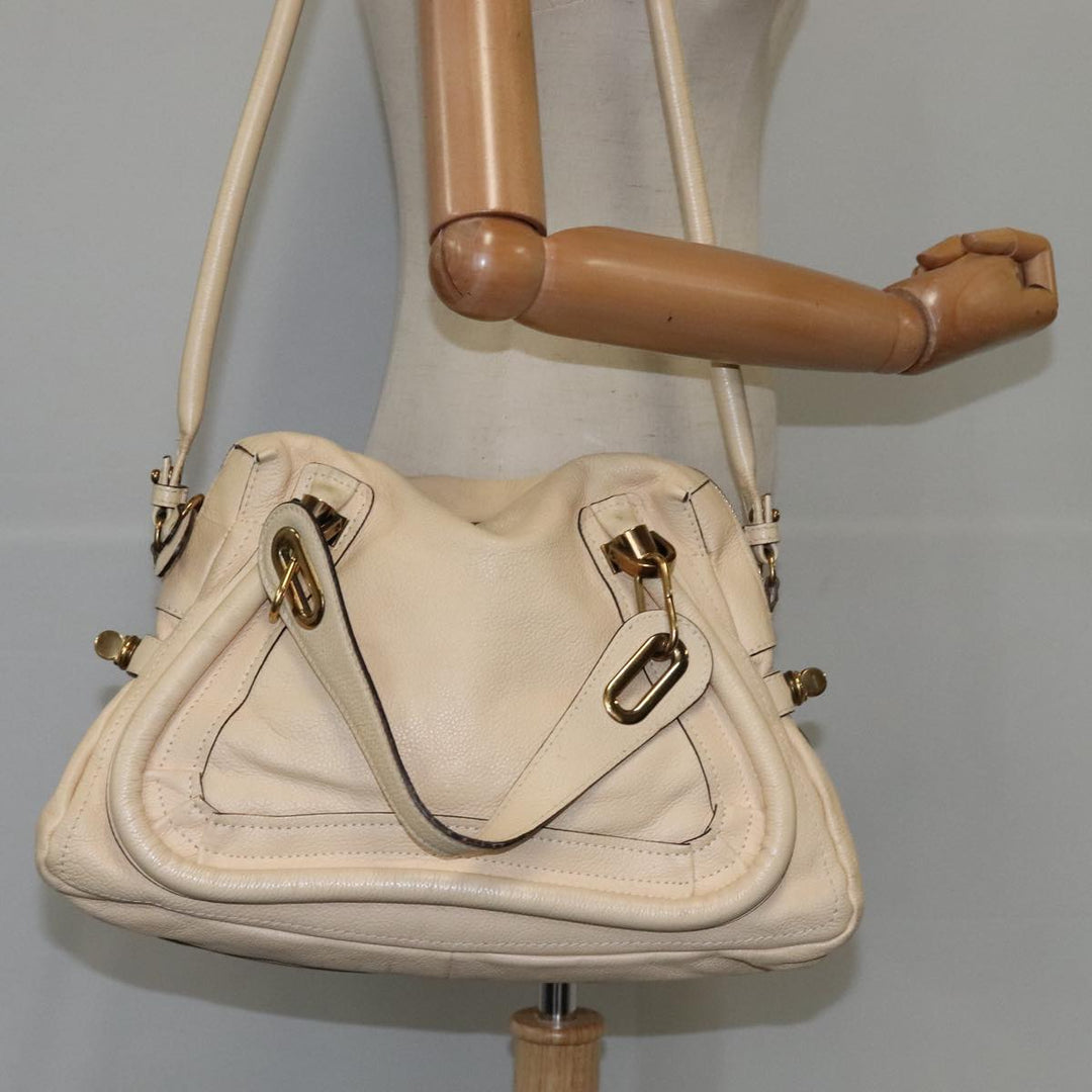 Chloe Shoulder Bag Leather Beige Gold 106505