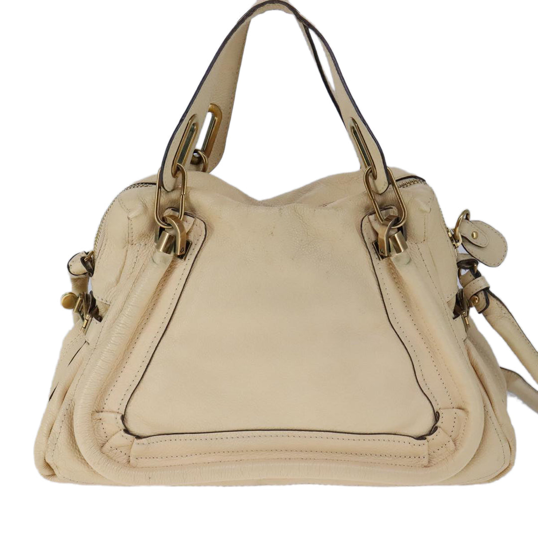Chloe Shoulder Bag Leather Beige Gold 106505