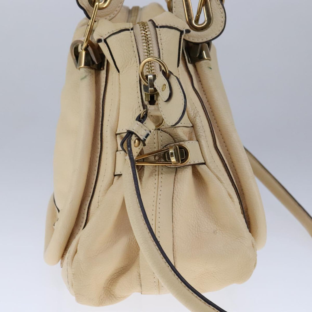 Chloe Shoulder Bag Leather Beige Gold 106505