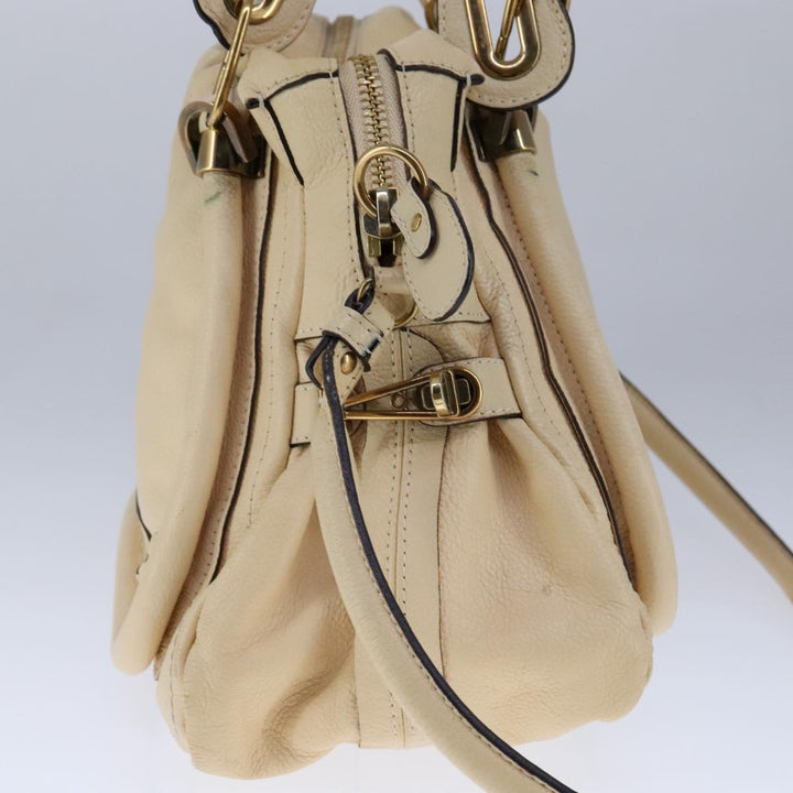 Chloe Shoulder Bag Leather Beige Gold 106505