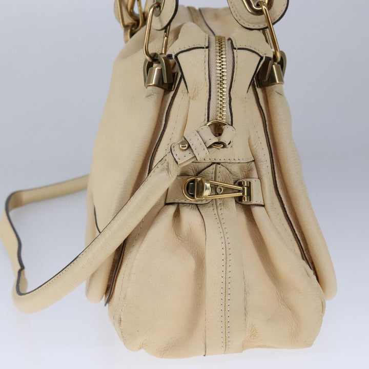 Chloe Shoulder Bag Leather Beige Gold 106505