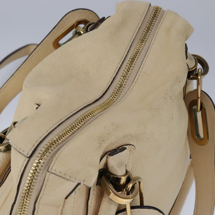 Chloe Shoulder Bag Leather Beige Gold 106505
