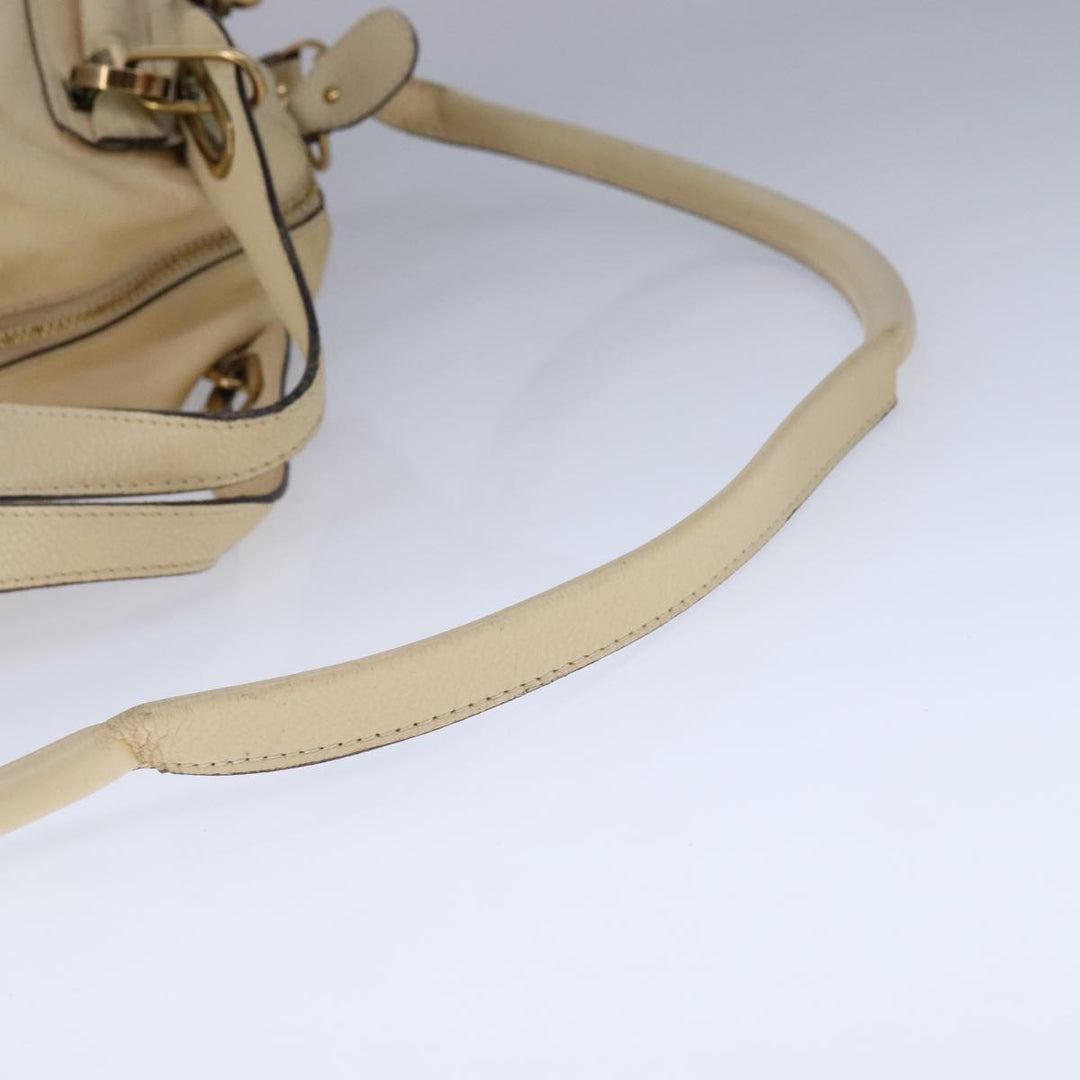Chloe Shoulder Bag Leather Beige Gold 106505