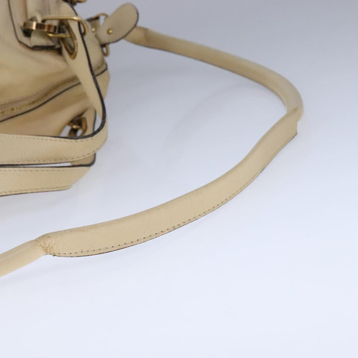 Chloe Shoulder Bag Leather Beige Gold 106505