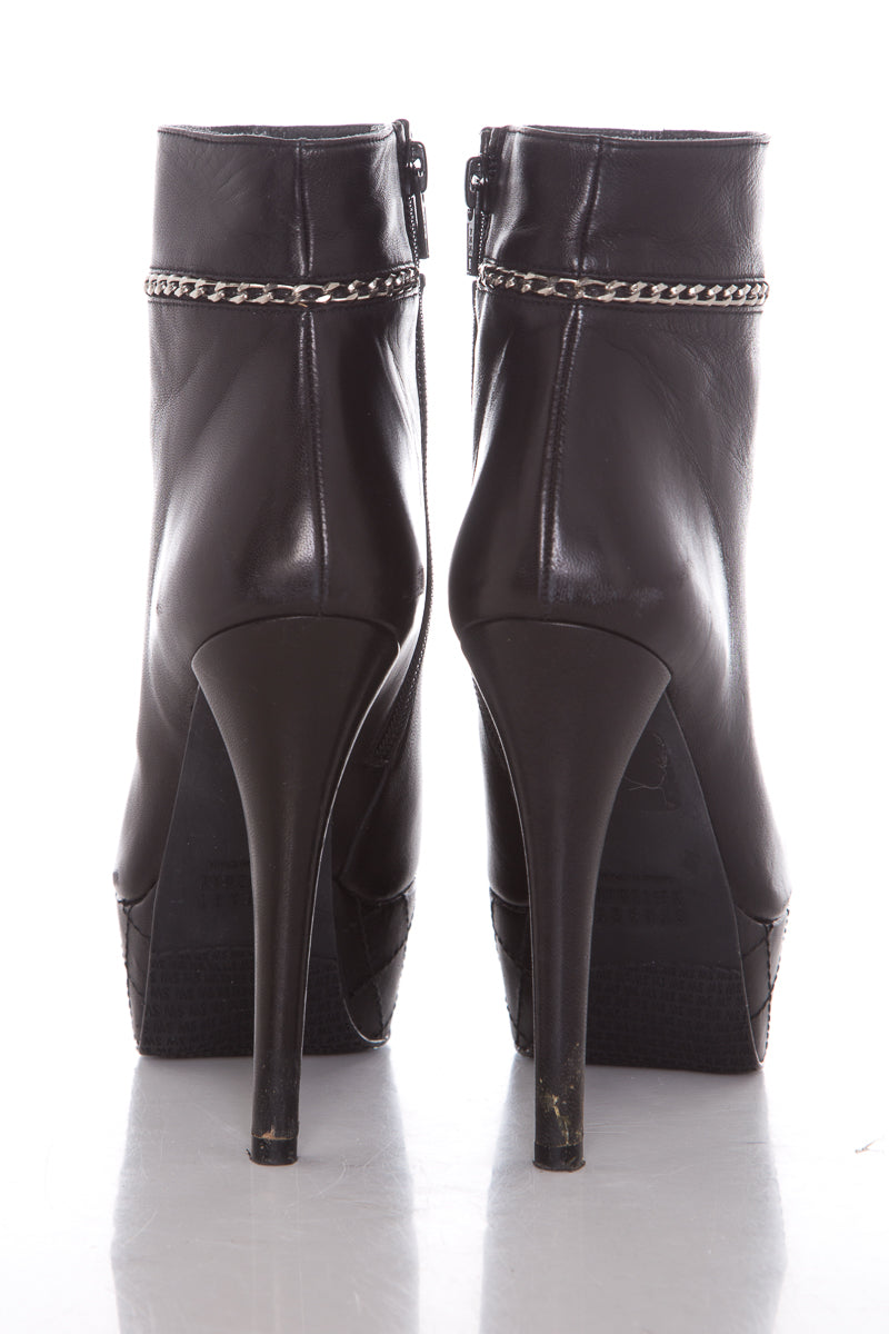 Stuart Weitzman Black Platform Chain Detail Booties SZ 6