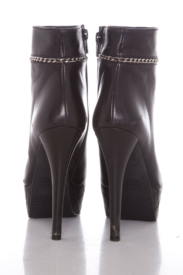 Stuart Weitzman Black Platform Chain Detail Booties SZ 6