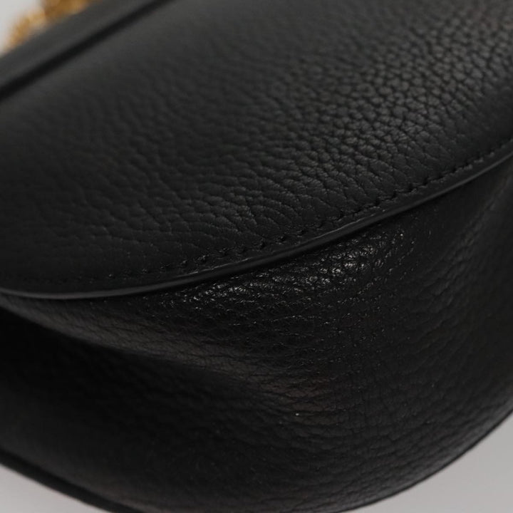 Chloe Chain Shoulder Bag Leather Black Gold 108376