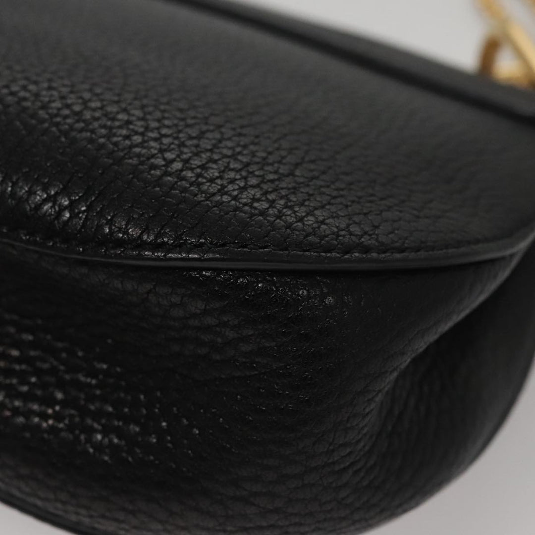 Chloe Chain Shoulder Bag Leather Black Gold 108376