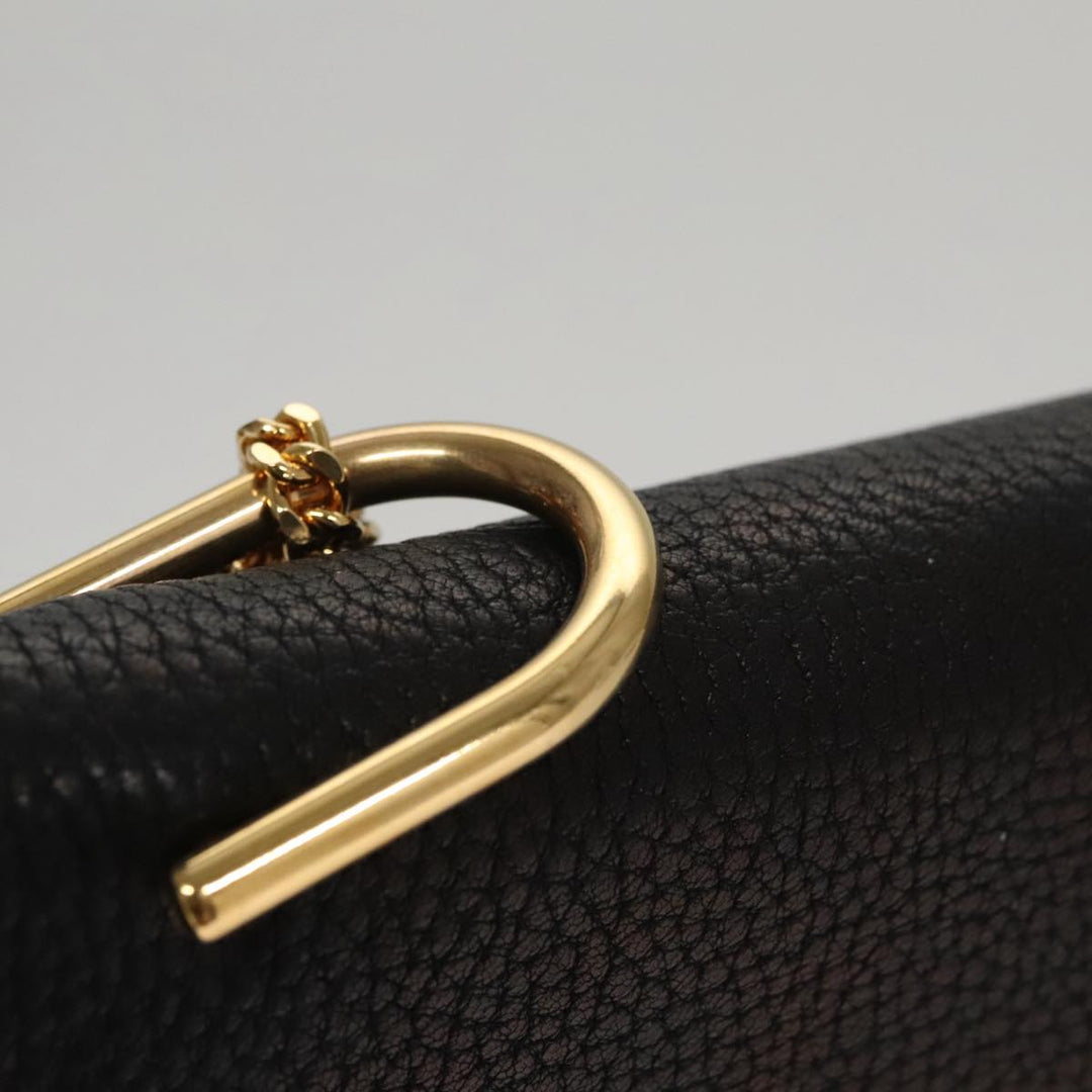 Chloe Chain Shoulder Bag Leather Black Gold 108376