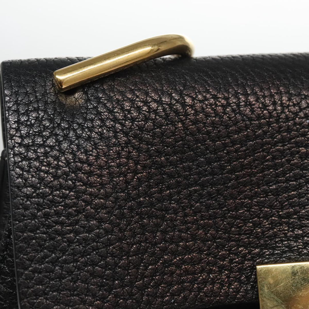 Chloe Chain Shoulder Bag Leather Black Gold 108376
