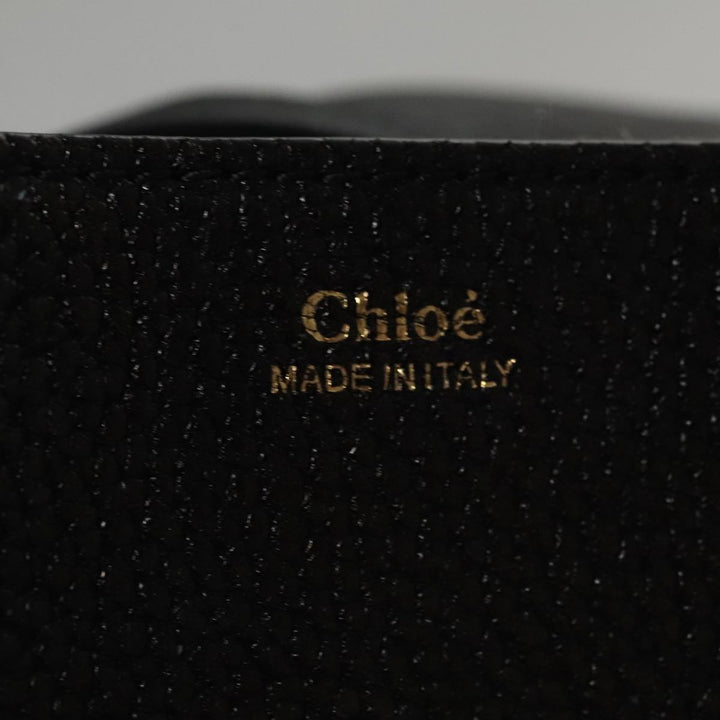 Chloe Chain Shoulder Bag Leather Black Gold 108376