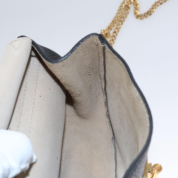Chloe Chain Shoulder Bag Leather Black Gold 108376