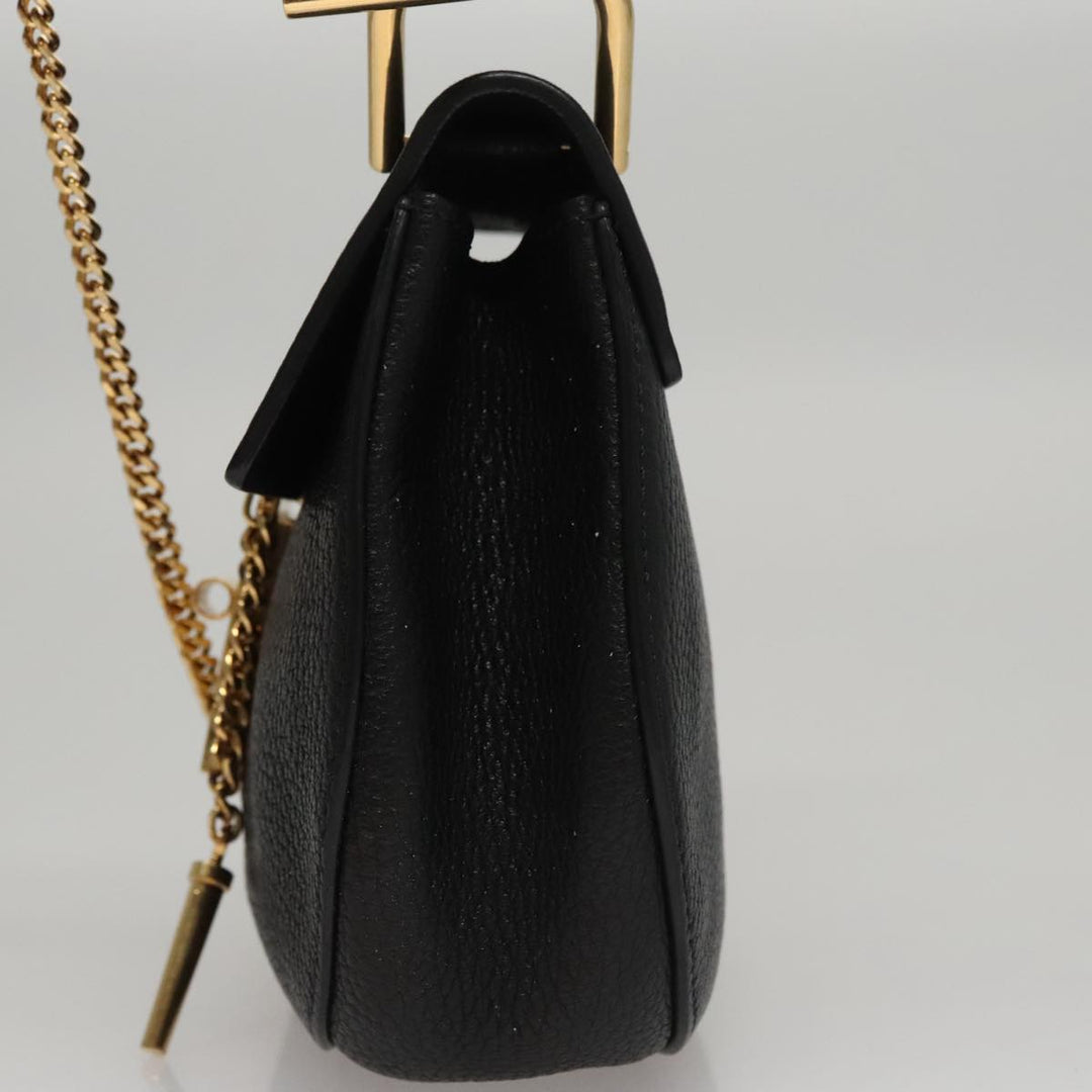 Chloe Chain Shoulder Bag Leather Black Gold 108376