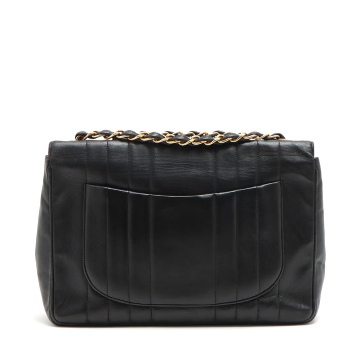 Top Quality Chanel Deca Mademoiselle  Single Flap Double Chain Bag Black Gold  1st