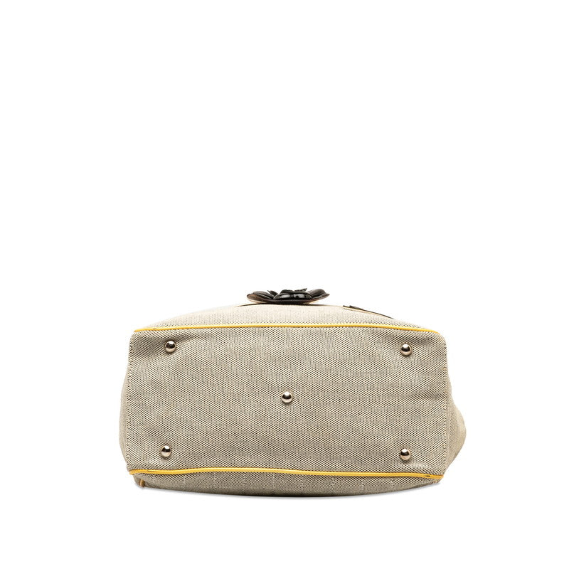 Top Quality Chanel None.5 Chocolate Bar Camellia Chain Handbag A31573 Yellow Gr Canvas Emmeline  CHANEL