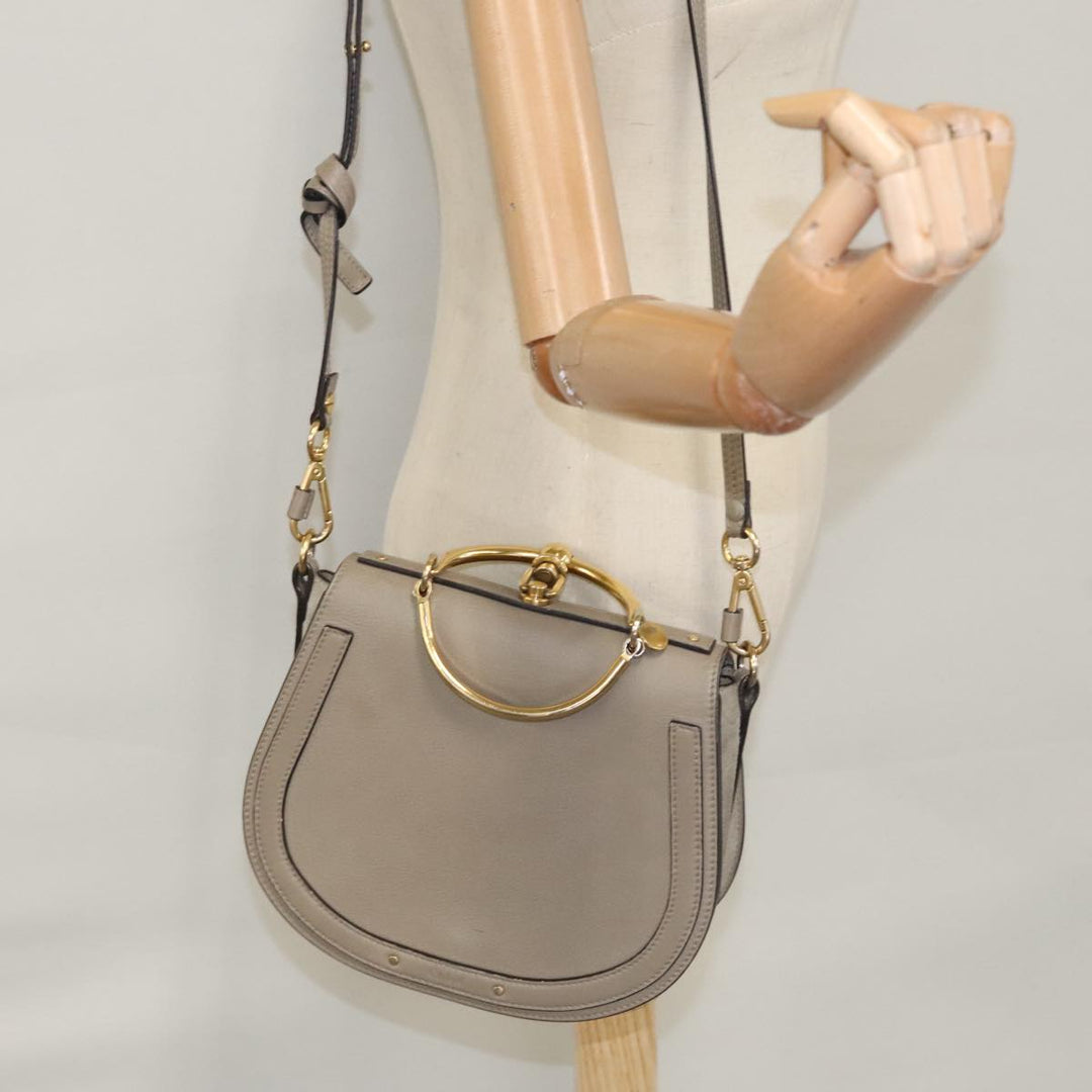 Chloe Nile Hand Bag Leather 2way Beige 109834